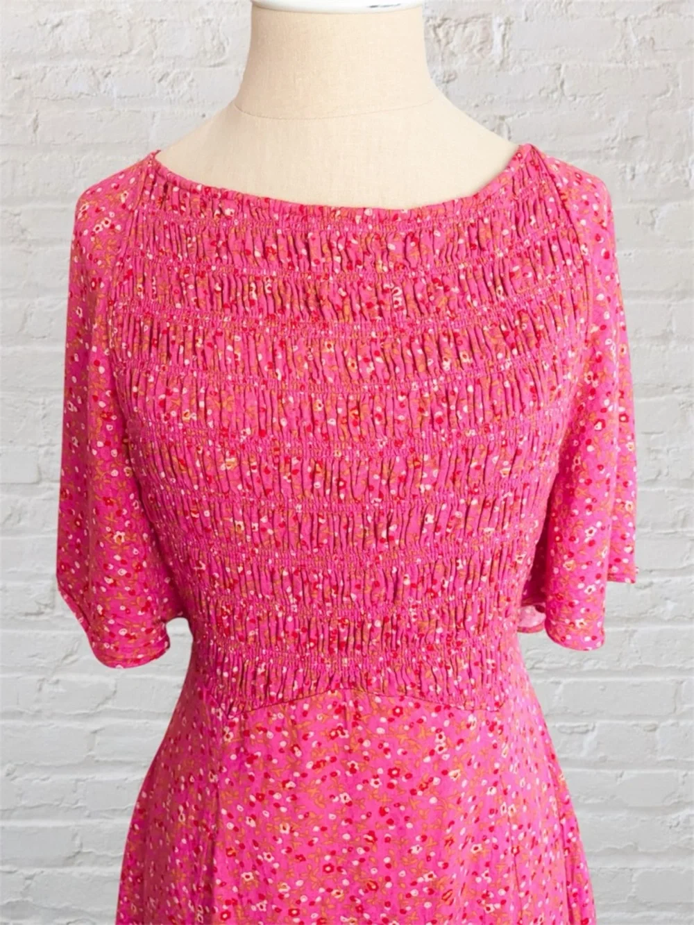 Free People Florence Lace Up Back Floral Mini Dress